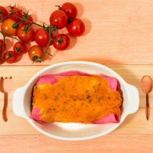 Ground Beef Stuffed Savory Pancake with Tomato Sauce 250G