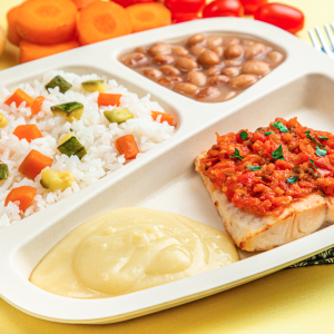 Fish Filet, Mashed Potatoes and Rice with Vegetables 300g